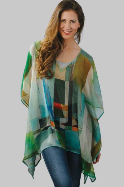 ABSTRACT BLOCKS PONCHO