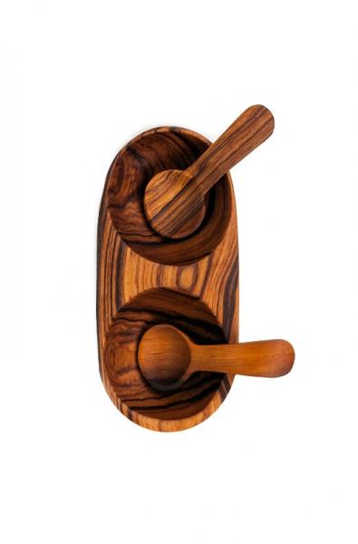 DOUBLE OLIVEWOOD SPICE DISH