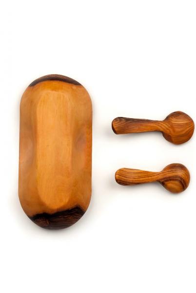 DOUBLE OLIVEWOOD SPICE DISH