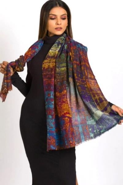 JEWEL TONES WOOL SHAWL