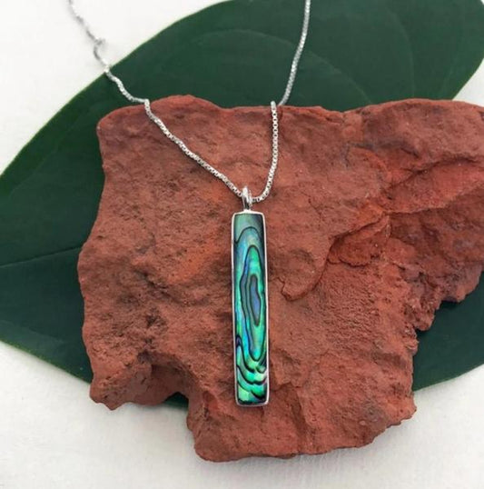 STERLING SILVER ABALONE BAR NECKLACE