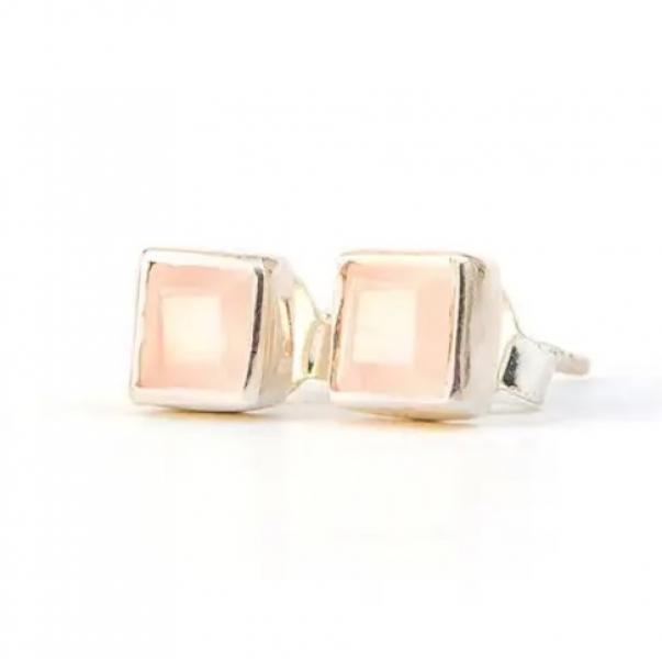 ROSE QUARTZ STERLING STUDS