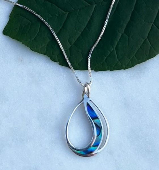 STERLING ABALONE   WAVE NECKLACE