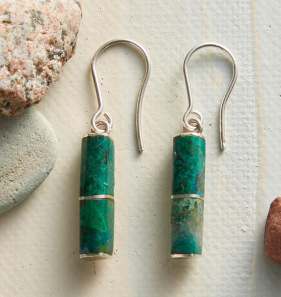 STERLING TURQUOISE COLUMN EARRINGS