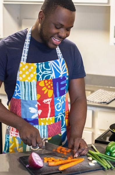 REVERSIBLE BATIKED PATCHWORK APRON