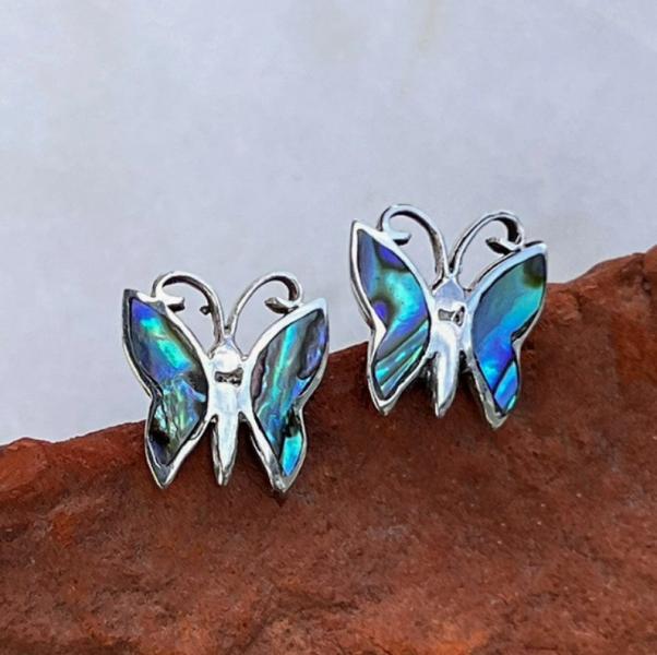 STERLING ABALONE BUTTERFLY STUDS