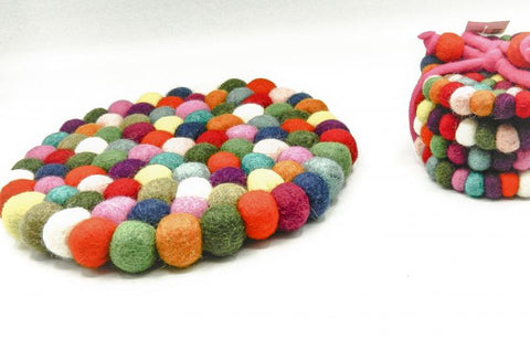 RAINBOW FELT BALL TRIVET