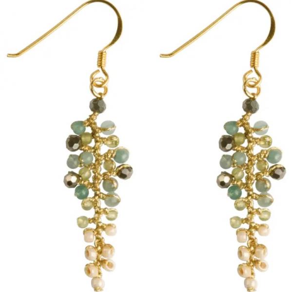 MIST BEADED LEAF EARRINGS