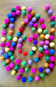 RAINBOW FELT BALL GARLAND