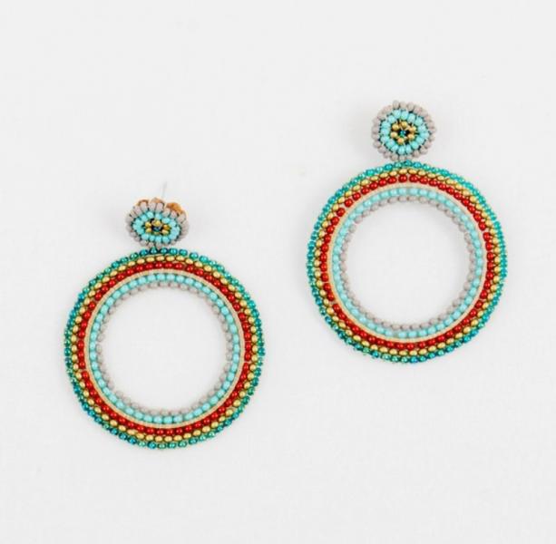 TURQUOISE OPEN CIRCLE EARRINGS