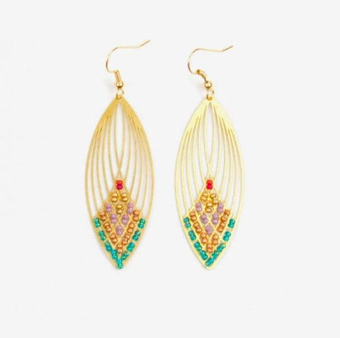 TEAL SWOOPING OVAL EARRINGS