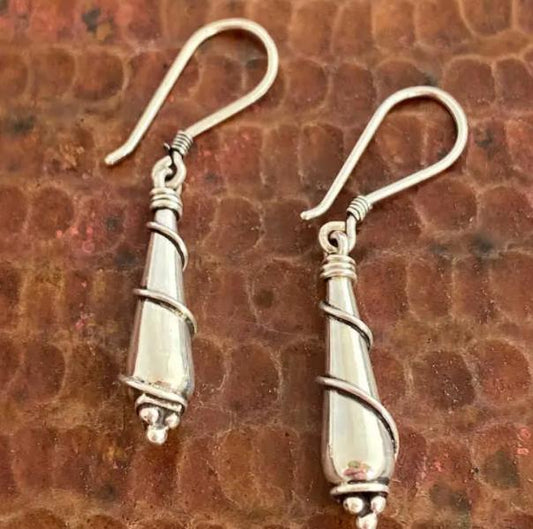 STERLING WRAPPED DROP EARRINGS