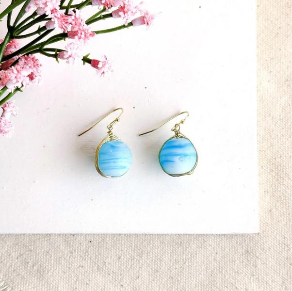 TURQUOISE MARBLED GLASS EARRINGS