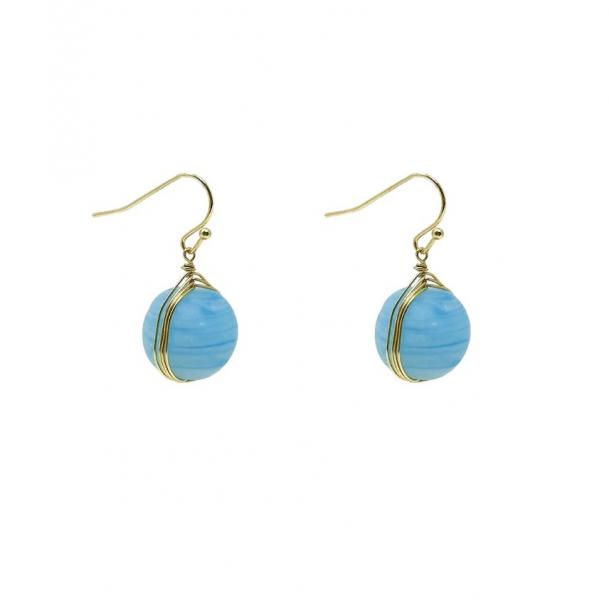 TURQUOISE MARBLED GLASS EARRINGS