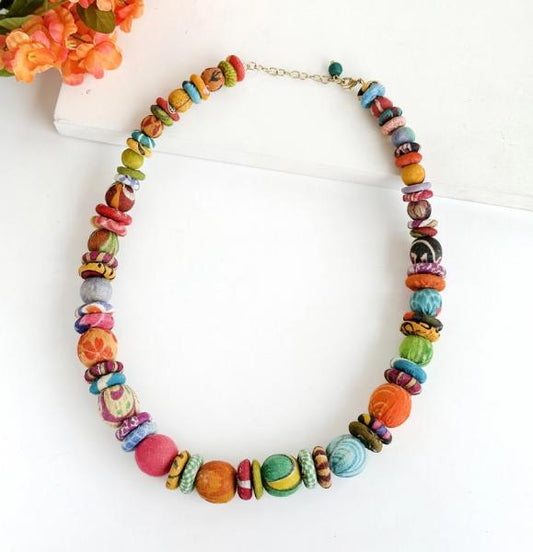 KANTHA BUTTONS AND BEADS NECKLACE