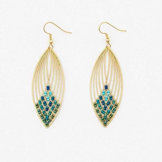 PEACOCK SWOOPING OVAL EARRINGS