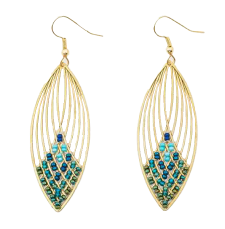 PEACOCK SWOOPING OVAL EARRINGS