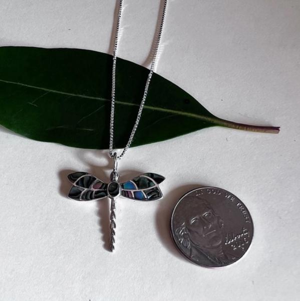 STERLING ABALONE DRAGONFLY NECKLACE